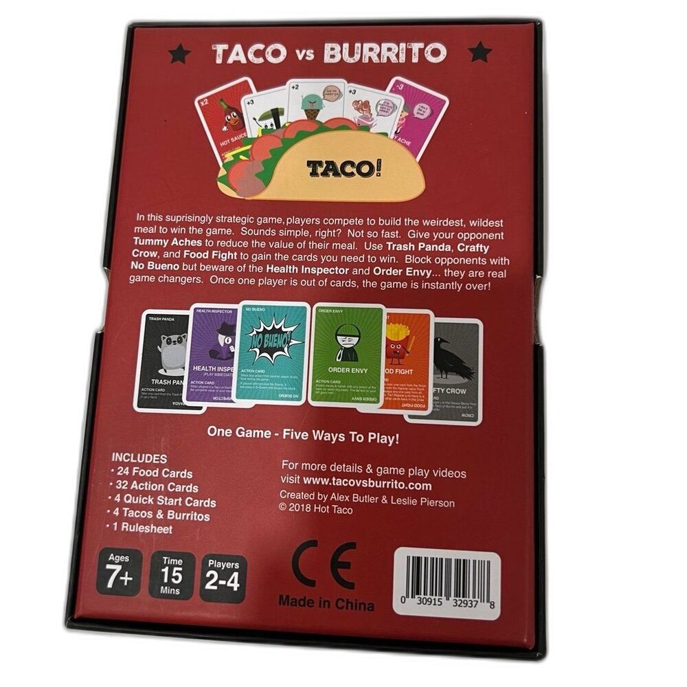 Taco vs Burrito Family Card Games Kids 6-12 &Up Fun Travel Family Board Game Toy - Picture 2 of 3